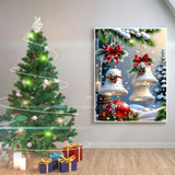 Christmas Bell Painting by Numbers Kit for Adults Beginner,Color by Numbers for Adults,Winter Landscape Adult Paint by Number Kits on Canvas,Paint by Numbers Easy Oil Painting Home Wall11.8X15.8 Inch GXGLLPZBY