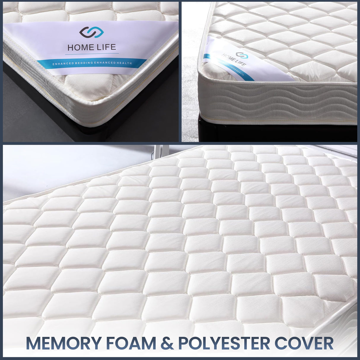 HomeLife 6-Inch Twin Size Mattress Gel Memory Foam – Firm - Tight Top, Pocketed Coils - Breathable Polyester Cover - Innerspring Support - White - Comfortable & Durable - Twin Mattress HomeLife
