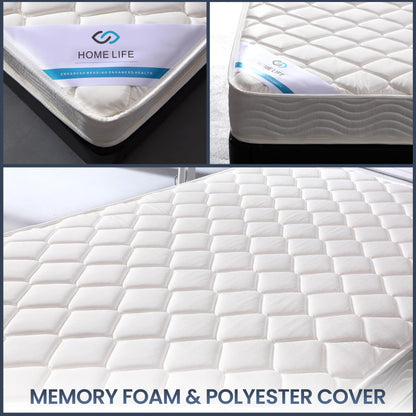 HomeLife 6-Inch Twin Size Mattress Gel Memory Foam – Firm - Tight Top, Pocketed Coils - Breathable Polyester Cover - Innerspring Support - White - Comfortable & Durable - Twin Mattress