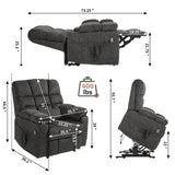 REHOUSING Oversized Power Lift Recliner Big Man 400lbs, Extra Wide Recliner Chair with Lifts Vertically for Elderly, Features Cup Holder, Heat and Massage, Zero Gravity Lay Flat for Adults (Grey) REHOUSING