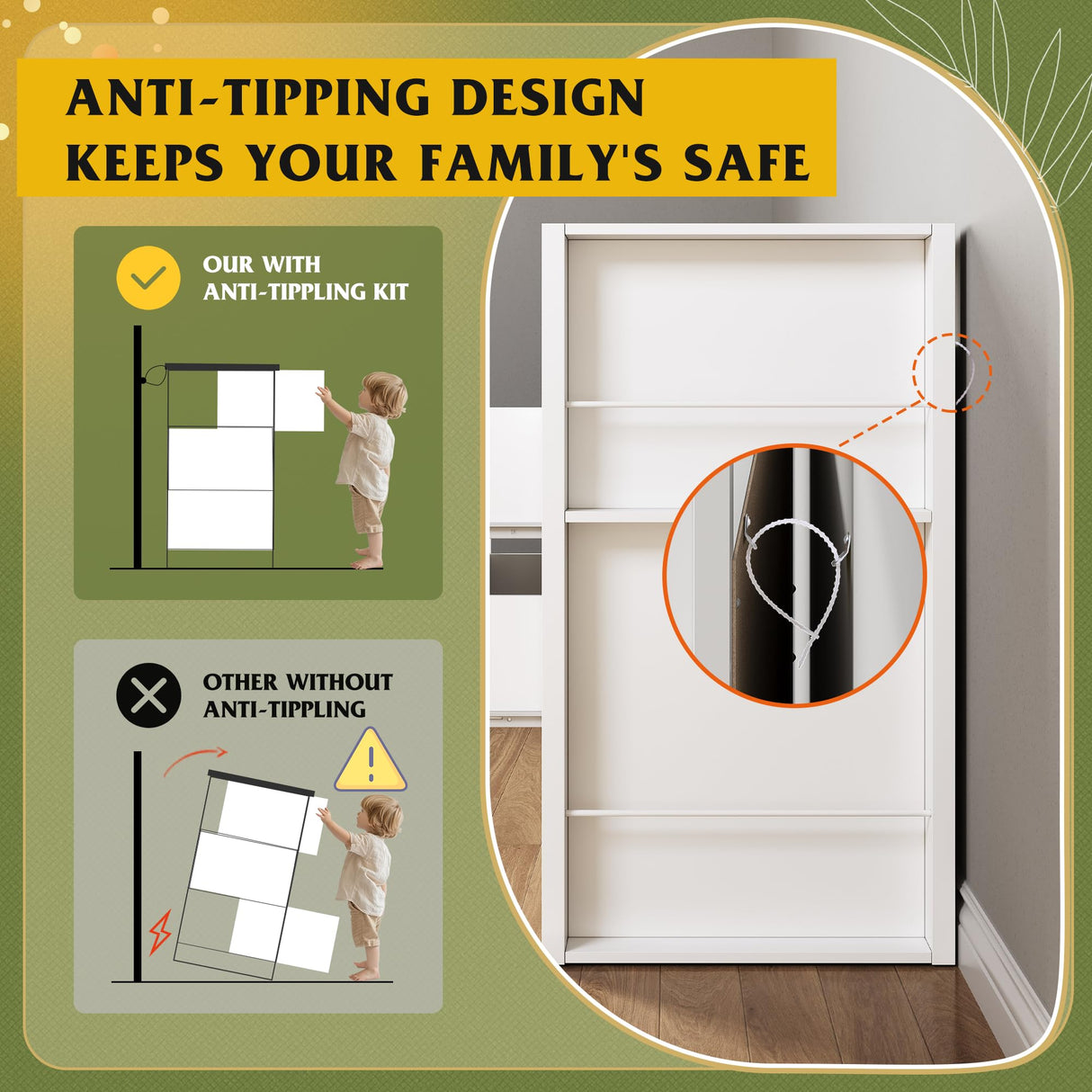 WLIVE 6 Drawer Led Dresser for Bedroom, 50.79'' White Wood Dresser Storage Organizer with Power Outlets for 55'' TV, Dressers with Open Shelves, Hanging Rack, Chest of Drawers for Closet, Living Room WLIVE