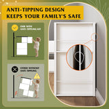 WLIVE 6 Drawer Led Dresser for Bedroom, 50.79'' White Wood Dresser Storage Organizer with Power Outlets for 55'' TV, Dressers with Open Shelves, Hanging Rack, Chest of Drawers for Closet, Living Room WLIVE