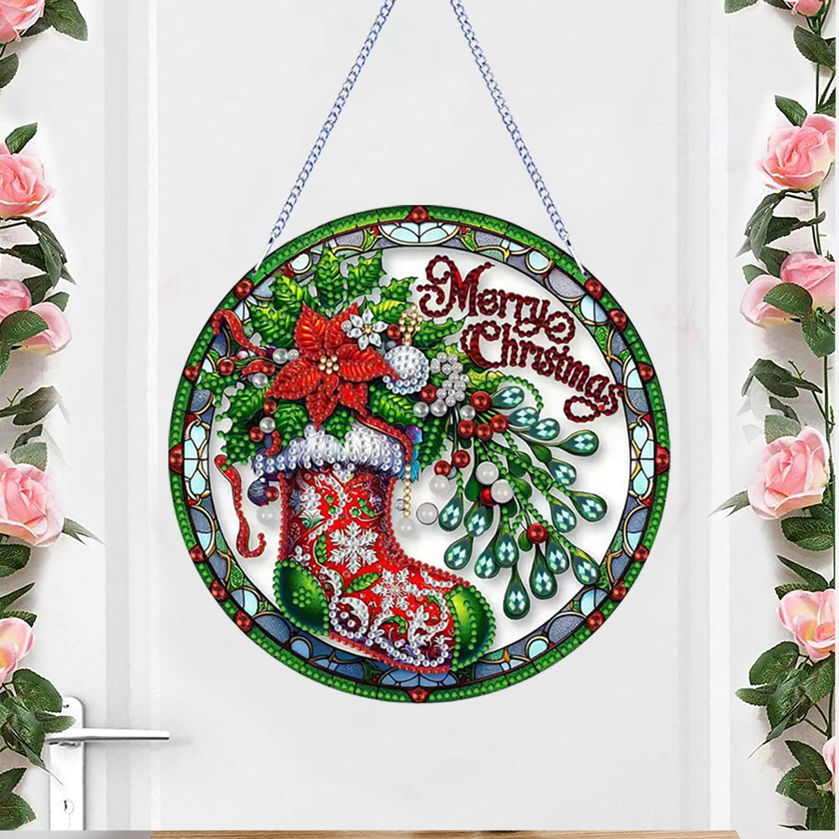 STGLCR DIY Diamond Painting Christmas Ornament for Adult Beginner Christmas Stocking Crystal Diamond Art Painting Special Shaped Rhinestone Hanging Window Pendants Home Office Decor Crafts 7.7IN STGLCR