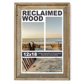 Rustic 12x18 Picture Frame, Reclaimed Barnwood Photo Frame with HD Tempered Glass, Distressed Family Art Gallery Corner, Horizontal and Vertical Wall Mounting Display with Hardware, Set of 1 FLYJOE