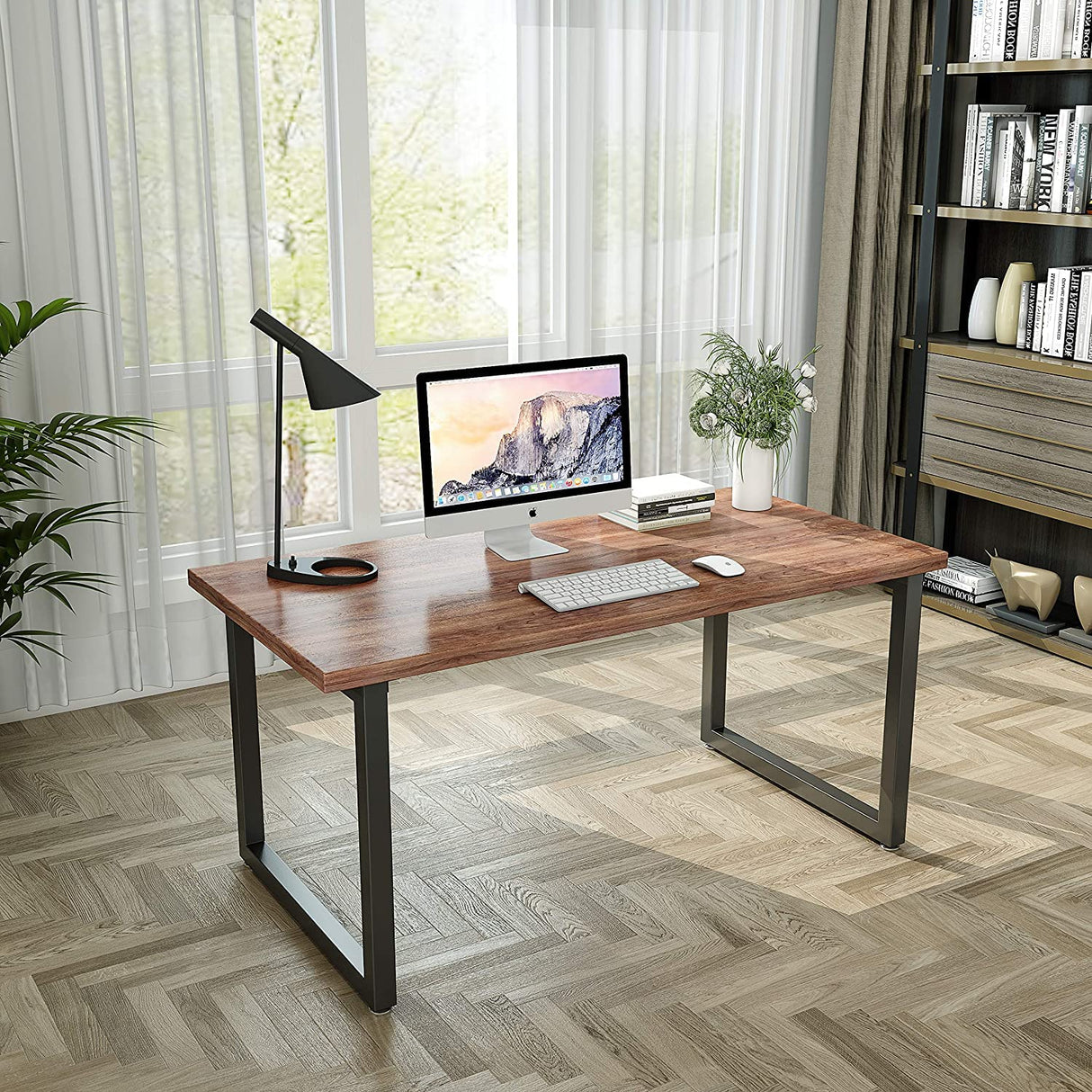 Metal Table Legs 28 inch Height x 17.7 inch Wide with Adjustable Protector Feet, Industrial & Rustic Style Heavy Duty Metal Furniture Legs for Desk/Table, (Bear Up to 800lb), Black, Set of 2 Patavinity