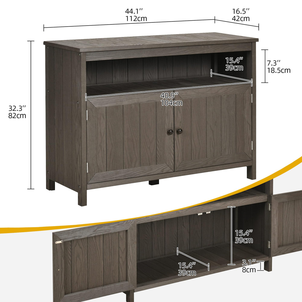 DWVO Poly Lumber Outdoor Sideboard, Patio Bar Table with Storage and Shelves, Weather Resistant Storage Cabinet for Outdoor, Pool and Garden - Espresso DWVO