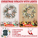 20" Christmas Wreath with Balls, Christmas Door Wreath with Bow Ribbon Berries & Pine Cones Xmas Wreaths for Front Door Wall Home Outdoor Decor Elyum