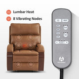 MCombo Power Lift Recliner Chair Sofa with Massage and Heat, Adjustable Headrest for Elderly People, Solid Wood Armrest, USB Ports, Side Pockets, Faux Leather 7917 (Tawny, Medium) MCombo