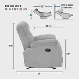 Lexicon Manual Double Recliner Loveseat for Living Room, Chenille Fabric Upholstered Reclining Sofa, Home Theater Seating, Easy Assembly, Recliner Love Seat Couch, Gray Lexicon