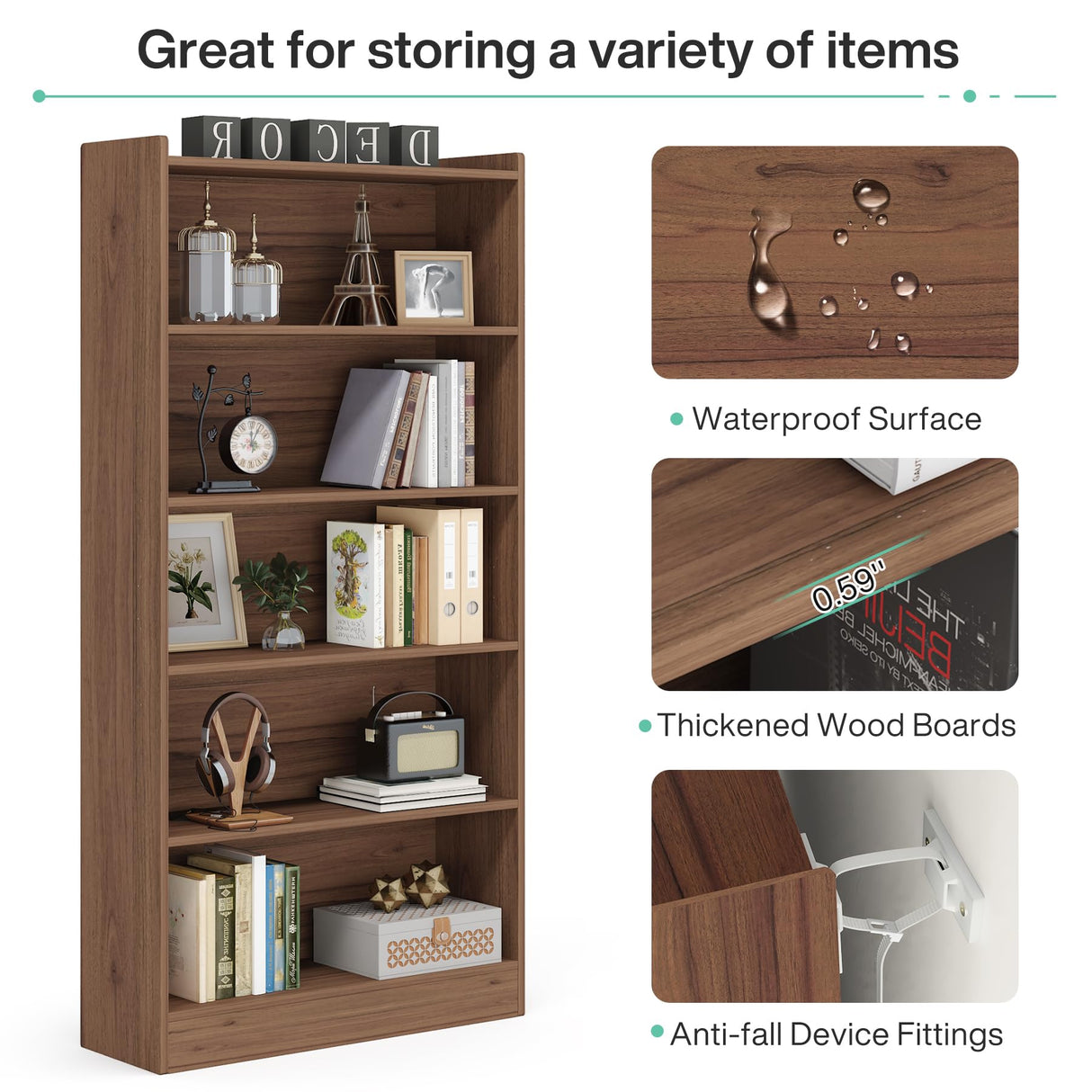 Tribesigns 6-Tier Tall Bookcase with Anti-Dumping Kit - 71-Inch Open Bookshelf for Home and Office Use Tribesigns