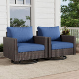 HUMMUH 11 Pieces Outdoor Furniture Set,Outdoor Half-Moon Sectional Couches Swivel Patio Chairs with Ottomans Coffee Table,All Weather PE Wicker Patio Conversation Sets for Garden Porch Backyard HUMMUH