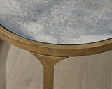 Signature Design by Ashley Korajane Oval Coffee Table with Tempered Glass Top, Faux Marble Finish, Steel Frame, 48" W x 27.38" D x 17.5" H, Antique Gold Signature Design by Ashley