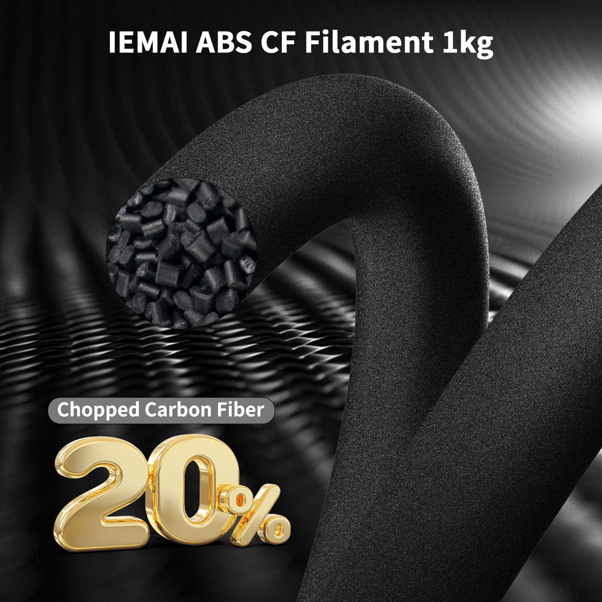 IEMAI Carbon Fiber ABS Filament 1.75mm, Black ABS-CF 1kg Spool, High Strength, Impact & Heat Resistant 3D Printer Filament, Perfect for Functional Parts & Industrial Applications IEMAI