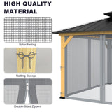 10-ft x 10-ft Gazebo Netting,Gazebo Replacement Mosquito Netting,Universal 4-Panel Mesh Screen Walls with Zippers(Only Netting)-Grey Zupoquk