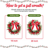 N&T NIETING 20 in Artificial Christmas Wreath for Front Door, Pre-lit Wreaths with Red Bow, Outdoor Christmas Wreaths with Lights Wreath Decorations for Kitchen Wall Home Holiday Xmas Decor N&T NIETING