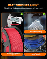 TECBEARS Glow in The Dark Petg Filament，Neatly Wound 3D Printer Filament Bundle，250g/Spool, 8 Packs (2 Spool of Black Petg and 6 Spool of Glowing Blue/Green/Red/Yellow) TECBEARS