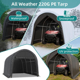 EROMMY Carport 10 x15 FT Heavy Duty, Portable Garage with All-Steel Metal Frame and Round Style Roof, Anti-Snow Car Canopy Outdoor Storage Shelter for Car, Truck, Boat EROMMY