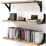 VMROF Floating Shelves for Wall, Wall Mount Book Shelf, Hanging Shelves, Wall Bookshelf for Bedroom, Office, Living Room (Light Brown, 17 Inches) VMROF