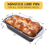 HONGBAKE 3 Pack Bread Pan for Baking Loaf Pan Set, 8.5 x 4.5 Inches Loaf Pan with Wide Grips Nonstick Bread Tin 3 pack, 1Lb Perfect for Homemade Bread, Grey HONGBAKE