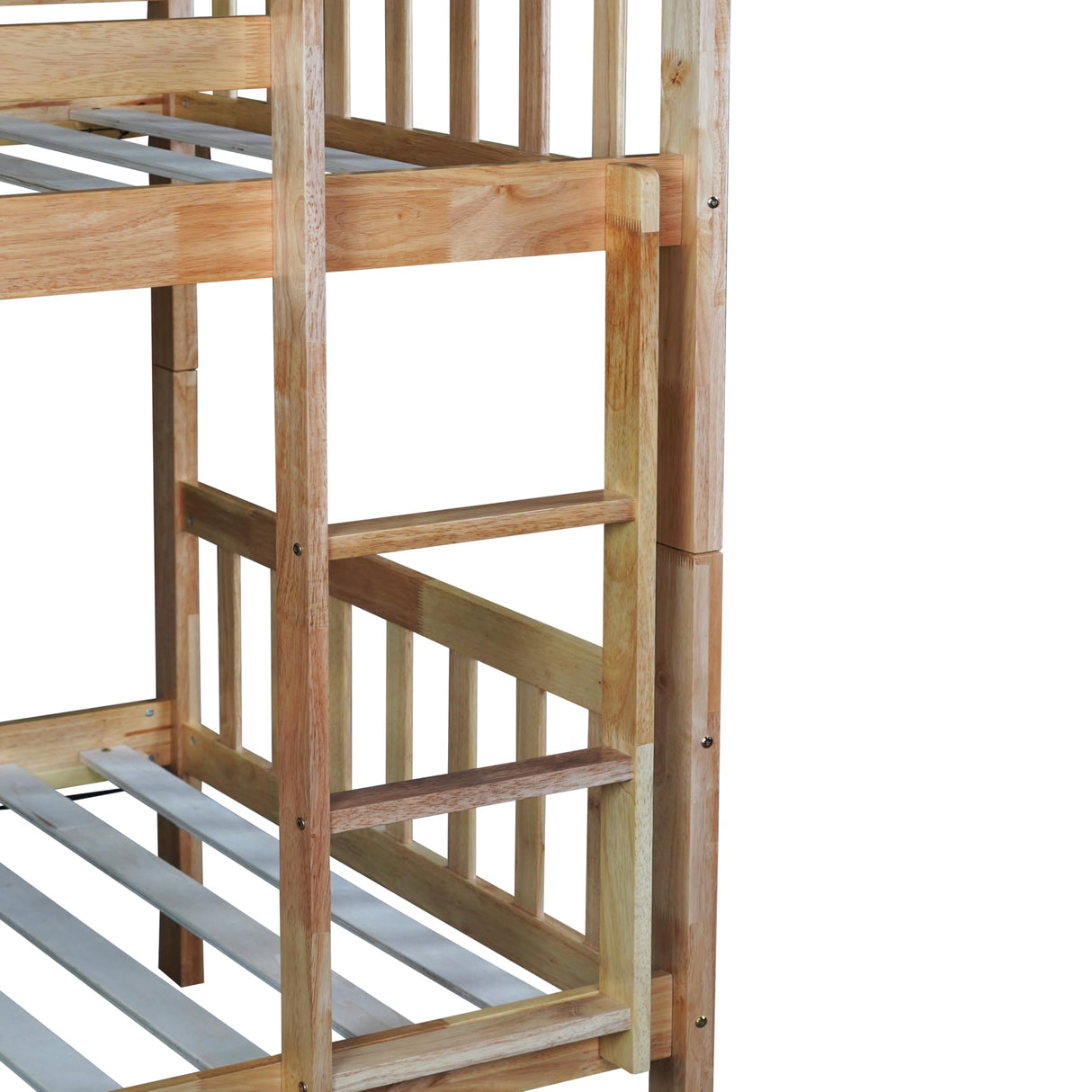 DNChuan Twin Over Twin Bunk Bed with Trundle,Triple Bunk Bed Convertible Into 3 Platform Beds,3-in-1 Beds with Headboard and Footboard,Wooden Frame for Kids Adults-Natural DNChuan