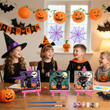Vodolo 4 Pack Halloween Paint by Numbers Cat with Frame,Easy DIY Halloween Painting Kit Vodolo