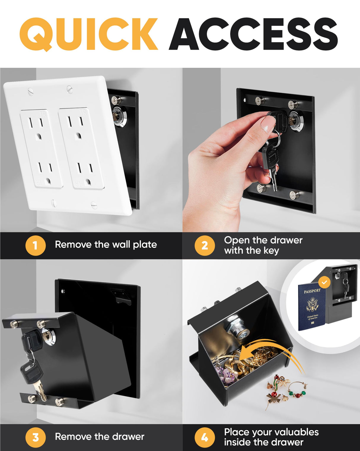 Elder Welder® Wall Outlet Hidden Safe with Key Lock | The Sneaky Way to Trick Thieves | Easy to Install | 100% Real Wall Plate | Wall Hidden Safe for Money | Elevated Choice Over Book Safe or Can Safe Elder Welder
