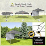 CROWN SHADES Canopy Tent 10x10 Pop Up Canopy Outdoor Shade with Pockets Sidewall, Easy Up Sun Shelter with One Person Set Up Center Lock, Portable Instant Camping Beach Canopy Tents, Grid Grey CROWN SHADES