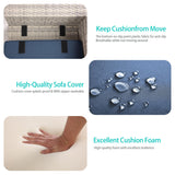 Muphyers 13-Piece Outdoor Patio Furniture Set with Rocking Swivel Chair, PE Wicker Rattan Sectional Sofa Patio Conversation Set with 55,000 BTU Fire Pit Table & Coffee Table, Navy Blue Muphyers