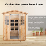 Outdoor Sauna for 4 Person,Applicable Indoors and Outdoors. Far Infrared Sauna 8 Low EMF Heaters, Wooden Sauna Room 2050 Watt, Old Chinese fir, Chromotherapy, Bluetooth Speaker, LCD, LED. Generic