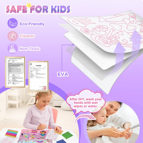 Arts and Crafts for Kids Ages 4-8, Art Craft Supplies Kits, DIY Creative Travel Toys Activity, Princess & Prince & Castle & Girl, Coloring Sticker Books, Easter Basket Stuffers, Gifts for Girls URMYWO