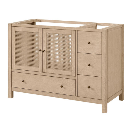 Alaterre Furniture Lucca 48 Inch Bathroom Vanity - Freestanding Cabinet Without Sink - Wood Bathroom Vanity with Large Bottom Drawer, 3 Small Drawers, and Soft-Close Doors (Natural) Alaterre Furniture