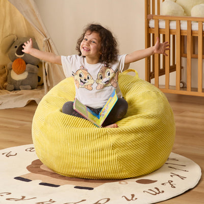 Cansunna Bean Bag Chairs Teardrop Bean Bag Chair Beanbag Chair with Memory Foam Filled Machine Washable Cover for Living Room, Bedroom (Small,Yellow)