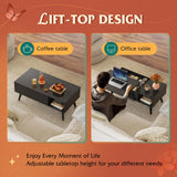WLIVE Coffee Table for Living Room, Lift Top Coffee Table with Storage, Small Rising Wooden Dining Center Table with Storage Shelf & Hidden Compartment, 39" Black WLIVE