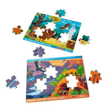 Melissa & Doug National Parks Yellowstone & Grand Canyon 24pc Jigsaw Puzzle Bundle for Boys and Girls Ages 3+