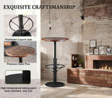 LOKKHAN 42" Tall Rustic Industrial Bar Table-19.68" Dia Round Wooden Top Metal Bar Height Adjustable Standing Pub Table-Dining Room Bistro Table-Cocktail Table LOKKHAN