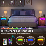 YITAHOME Farmhouse End Table with Charging Station, Nightstand Side Table Coffee Table with LED Lights Adjustable Shelf, Living Room End Table with Storage, Brown YITAHOME