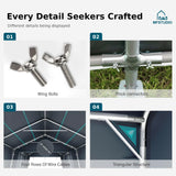 MFSTUDIO Outdoor Carport 13x22 ft, Portable Storage Sheds Shelter Garages Heavy Duty Canopy with Rolled up Zipper Doors, Outside Utility Shed Garage Tent for Boat,Patio Furniture and Tools MFSTUDIO