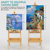 Solid Beech Wood H-Frame Easel, Large Painting Easel with Storage Box and Palette, Professional Foldable Studio Art Easel Stand with Signature Box for Adults, Holds Canvas Art up to 48" YACONA