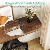 Tribesigns Console Table, Industrial Entryway Table with Geometric Metal Base, 39-Inch Small Sofa Accent Table for Entrance, Living Room, Hallway, Rustic Brown (Rustic Brown) Tribesigns