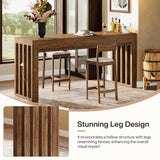 Tribesigns 63-inch Bar Table, Farmhouse Counter Height Pub Dining Table, Rectangular Kitchen Bar Height Table for Dining Room, Bistro, Restaurant,Rustic Brown Tribesigns