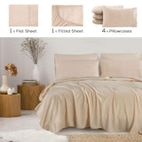 Mueller Luxury 6 Piece Queen Sheet Set - Ultra-Soft 1800 Series, Cooling & Breathable Hotel Quality Bed Sheets, Deep Pocket up to 16" - Hypoallergenic, Wrinkle-Resistant, Oeko-TEX, Cream Mueller