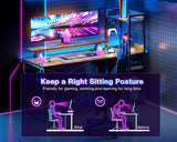 ODK 40-Inch Rustic Brown Small Computer Desk with Power Outlets, USB Charging Port, and Reversible Storage Shelves ODK