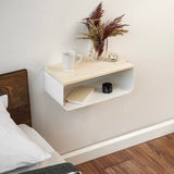 Floating Nightstand with Spruce Top | Modern Bedroom Decor | Minimalist Wall-Mounted Bedside Nightstand| Wall Mounted Shelf | Cloudy Oasis: Serene White Ultimate Premium Products