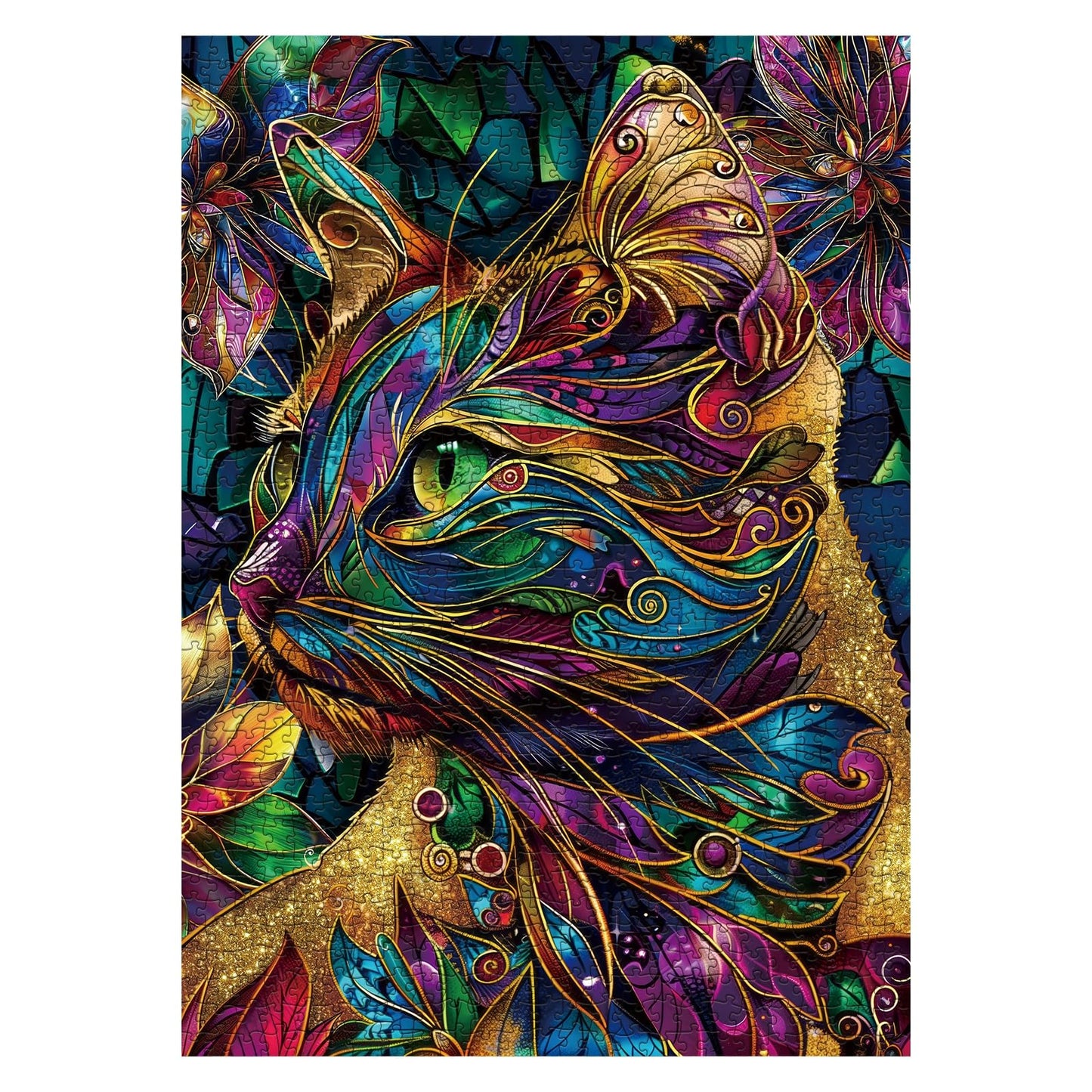 Colorful Cats Puzzles Painting Puzzle for Adults 1000 Pieces, Animal Art Jigsaw Puzzles 1000 Pieces Vibrant Colors Cat Puzzle, Fantasy Rainbow Painting Puzzle