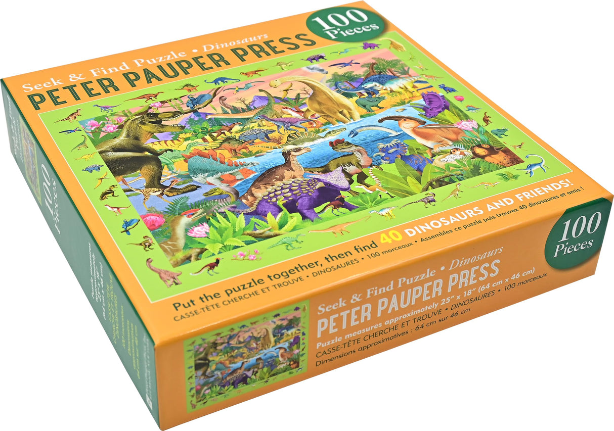 Dinosaurs Seek & Find 100-Piece Jigsaw Puzzle PETER PAUPER PRESS
