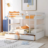 Harper & Bright Designs Full Over Full Wood Bunk Bed with Two Storage Drawers and Ladder, Convertible Storage Bunk Bed Can Be Divided Into Two Full Size Daybeds (White) Harper & Bright Designs