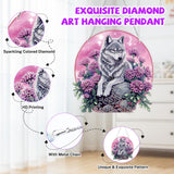 Bowetile Wolf Diamond Art Hanging Kits for Adults Kids, 5D Special Shape Diamond Painting Flowers Pendant Kits, Gem Art Suncatchers Painting Window Ornament for Home Garden Wall Decor Bowetile