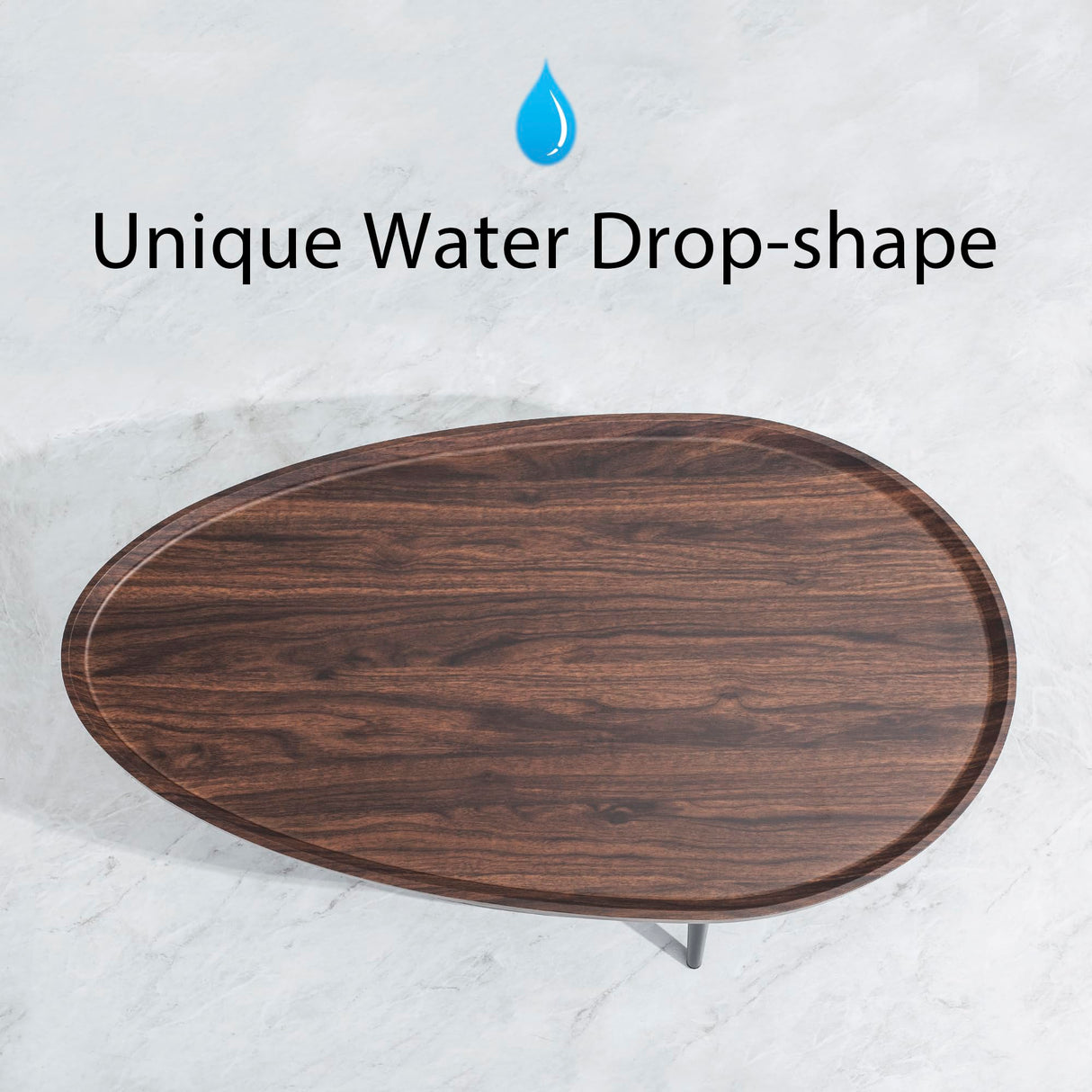 TDLEAYYD Oval Coffee Table, 2-Tier Coffee Table with Open Storage Shelf, 40" Modern Wood Center Table Tea Table for Living Room, Bedroom, Apartment, Dark Walnut TDLEAYYD