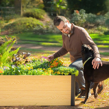 Woodgrain Series Raised Garden Bed, 4' x 8' Outdoor Wooden-Look Metal Planter Box for Gardening Vegetables Flowers Herbs Vego garden