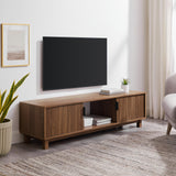 Walker Edison Walton Modern Fluted-Door Low Stand for TVs up to 65 Inches, 58 Inch, Mocha Walker Edison